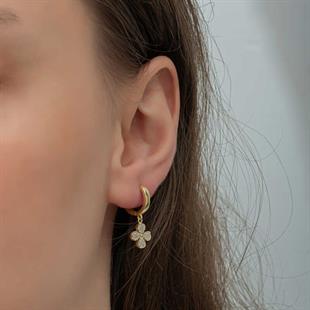 Hk ​Gümüş Kadın Küpe Gold Sallantılı Yonca |Gümüş Takı Hediyelik Ürünler