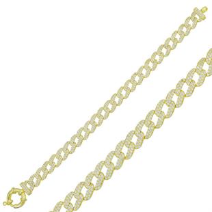 Hk Gümüş Kadın Bileklik Gold Taşlı Gurmet |Gümüş Takı Hediyelik Ürünler