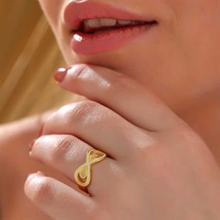 Hk Gümüş Kadın Yüzük Gold Zirkon Taşlı Sonsuzluk |Gümüş Takı Hediyelik Ürünler