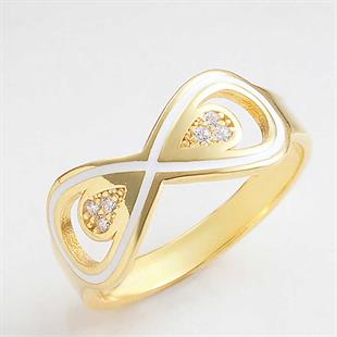 Hk Gümüş Kadın Yüzük Gold Zirkon Taşlı Sonsuzluk |Gümüş Takı Hediyelik Ürünler