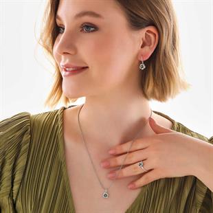 Hk Gümüş Kadın Set Gül |Gümüş Takı Hediyelik Ürünler