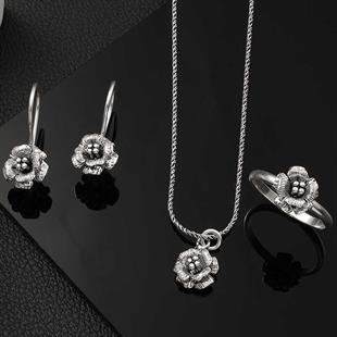 Hk Gümüş Kadın Set Gül |Gümüş Takı Hediyelik Ürünler