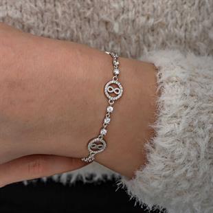 Hk Gümüş Kadın Bileklik Halka İçinde Sonsuzluk |Gümüş Takı Hediyelik Ürünler