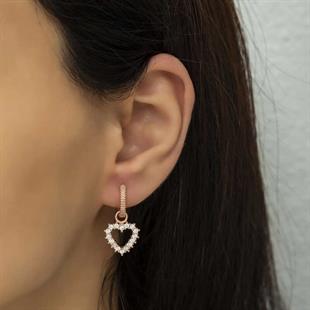 Hk Gümüş Kadın Küpe Halka Kalp |Gümüş Takı Hediyelik Ürünler