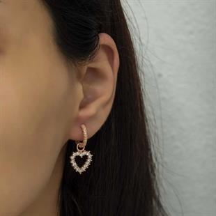 Hk Gümüş Kadın Küpe Halka Kalp |Gümüş Takı Hediyelik Ürünler