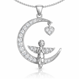 Gümüş Hilal Melek Kadın Kolye