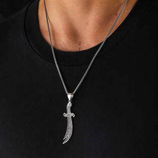 Hk Gümüş Erkek Kolye Hz. Ali Zülfikar Kılıcı |Gümüş Takı Hediyelik Ürünler