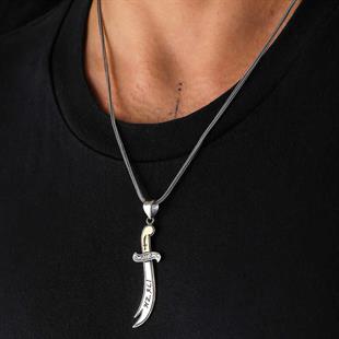 Hk Gümüş Erkek Kolye Hz. Ali Zülfikar Kılıcı |Gümüş Takı Hediyelik Ürünler