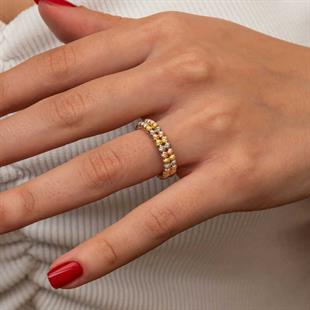 Hk Gümüş Kadın Yüzük İki Sıralı Dorika |Gümüş Takı Hediyelik Ürünler