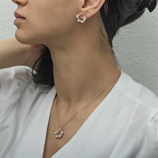 Hk Gümüş Kadın Set İnci Kurdele |Gümüş Takı Hediyelik Ürünler