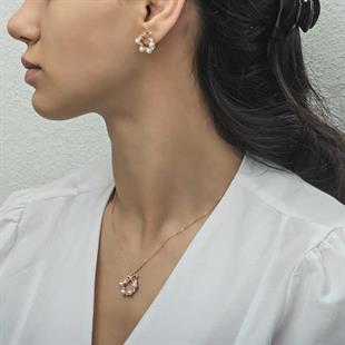 Hk Gümüş Kadın Set İnci Kurdele |Gümüş Takı Hediyelik Ürünler