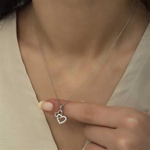 Hk Gümüş Kadın Kolye Kalp |Gümüş Takı Hediyelik Ürünler