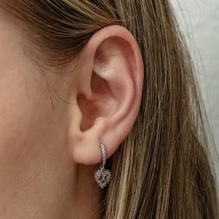 Hk Gümüş Kadın Küpe Kalp Kurdele Sallantılı |Gümüş Takı Hediyelik Ürünler