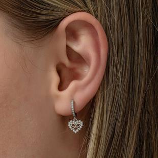 Hk Gümüş Kadın Küpe Kalp Kurdele Sallantılı |Gümüş Takı Hediyelik Ürünler