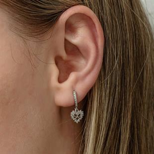 Hk Gümüş Kadın Küpe Kalp Kurdele Sallantılı |Gümüş Takı Hediyelik Ürünler