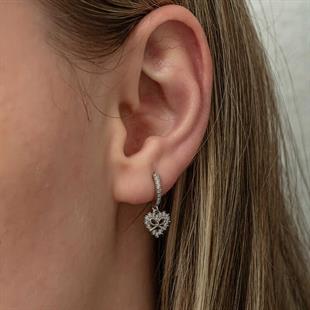 Hk Gümüş Kadın Küpe Kalp Kurdele Sallantılı |Gümüş Takı Hediyelik Ürünler