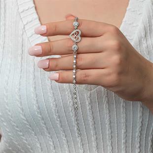 Hk Gümüş Kadın Bileklik Kalp Sonsuzluk Su Yolu|Gümüş Takı Hediyelik Ürünler