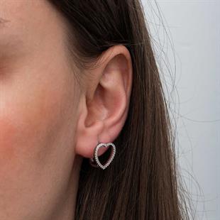 Hk Gümüş Kadın Küpe Kalpli |Gümüş Takı Hediyelik Ürünler