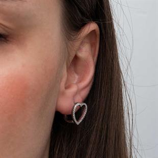 Hk Gümüş Kadın Küpe Kalpli |Gümüş Takı Hediyelik Ürünler