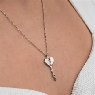 Hk Gümüş Kadın Kolye Kalpli Sonsuzluk |Gümüş Takı Hediyelik Ürünler