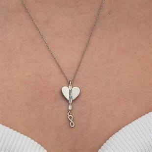 Hk Gümüş Kadın Kolye Kalpli Sonsuzluk |Gümüş Takı Hediyelik Ürünler