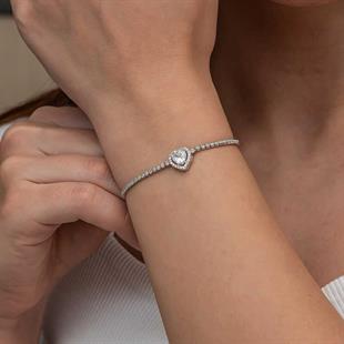 Hk Gümüş Kadın Bileklik Kalpli Su Yolu|Gümüş Takı Hediyelik Ürünler