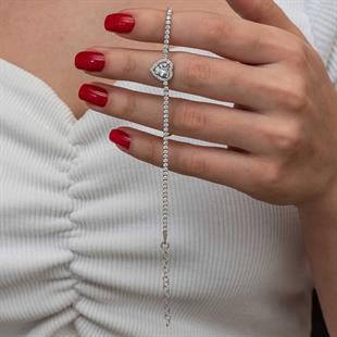 Hk Gümüş Kadın Bileklik Kalpli Su Yolu|Gümüş Takı Hediyelik Ürünler