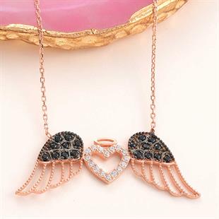 Hk Gümüş Kadın Kolye Kanatlı Kalp |Gümüş Takı Hediyelik Ürünler