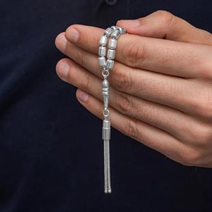 Hk Gümüş Erkek Tesbih Kapsül Kesim Çizgili|Gümüş Takı Hediyelik Ürünler