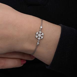 Hk Gümüş Kadın Bileklik Kar Tanesi |Gümüş Takı Hediyelik Ürünler