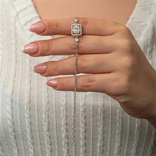 Hk Gümüş Kadın Bileklik Kare Baget Taşlı |Gümüş Takı Hediyelik Ürünler