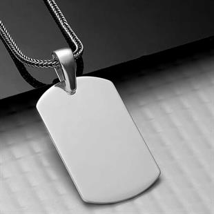 Hk Gümüş Erkek Kolye Asker Plakası |Gümüş Takı Hediyelik Ürünler