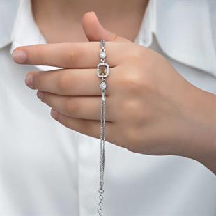 Hk ​Gümüş Kadın Bileklik Kare Zultanit Taşlı |Gümüş Takı Hediyelik Ürünler