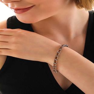 Hk ​Gümüş Kadın Bileklik Kare Zultanit Taşlı |Gümüş Takı Hediyelik Ürünler