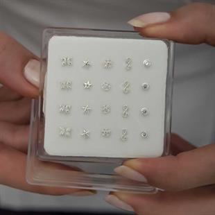 Hk Gümüş Kadın Küpe Karışık Model 20’ li Hızma|Gümüş Takı Hediyelik Ürünler