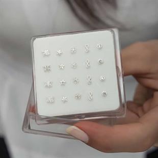 Hk Gümüş Kadın Küpe Karışık Model 20’ li Hızma|Gümüş Takı Hediyelik Ürünler