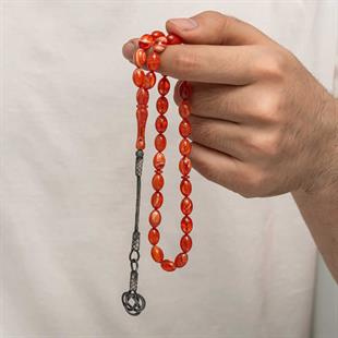 Hk Sıkma Kehribar Tesbih Gümüş Kazaz Püsküllü |Gümüş Takı Hediyelik Ürünler