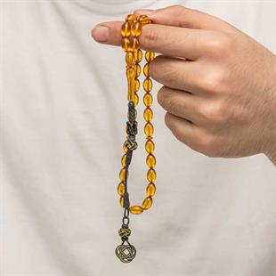 Hk Sıkma Kehribar Tesbih Gümüş Kazaz Püsküllü |Gümüş Takı Hediyelik Ürünler