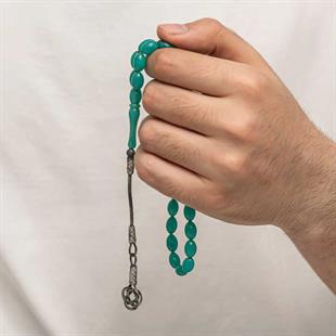 Hk Sıkma Kehribar Tesbih Gümüş Kazaz Püsküllü |Gümüş Takı Hediyelik Ürünler