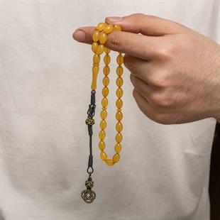 Hk Sıkma Kehribar Tesbih Gümüş Kazaz Püsküllü |Gümüş Takı Hediyelik Ürünler