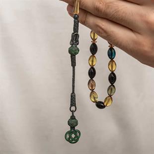 Hk Sıkma Kehribar Tesbih Gümüş Kazaz Püsküllü |Gümüş Takı Hediyelik Ürünler