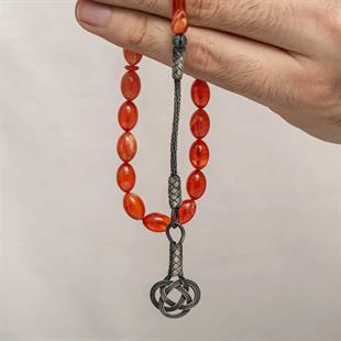 Hk Sıkma Kehribar Tesbih Gümüş Kazaz Püsküllü |Gümüş Takı Hediyelik Ürünler