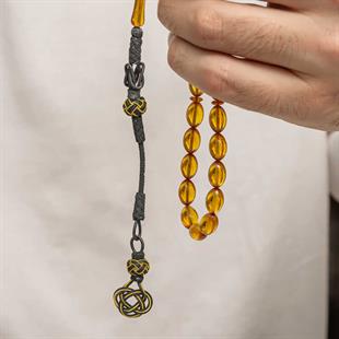 Hk Sıkma Kehribar Tesbih Gümüş Kazaz Püsküllü |Gümüş Takı Hediyelik Ürünler