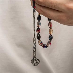 Hk Sıkma Kehribar Tesbih Gümüş Kazaz Püsküllü |Gümüş Takı Hediyelik Ürünler