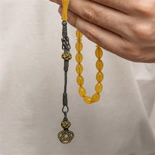 Hk Sıkma Kehribar Tesbih Gümüş Kazaz Püsküllü |Gümüş Takı Hediyelik Ürünler