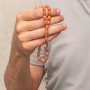 Gümüş Kazaz Püsküllü Sıkma Kehribar Tesbih