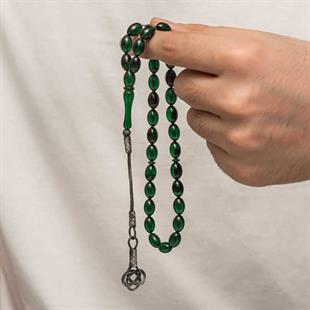 Hk Sıkma Kehribar Tesbih Gümüş Kazaz Püsküllü |Gümüş Takı Hediyelik Ürünler