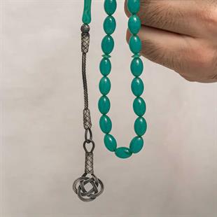 Hk Sıkma Kehribar Tesbih Gümüş Kazaz Püsküllü |Gümüş Takı Hediyelik Ürünler