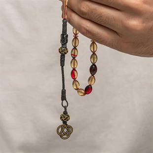 Hk Sıkma Kehribar Tesbih Gümüş Kazaz Püsküllü |Gümüş Takı Hediyelik Ürünler