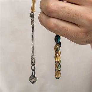 Hk Sıkma Kehribar Tesbih Gümüş Kazaz Püsküllü |Gümüş Takı Hediyelik Ürünler